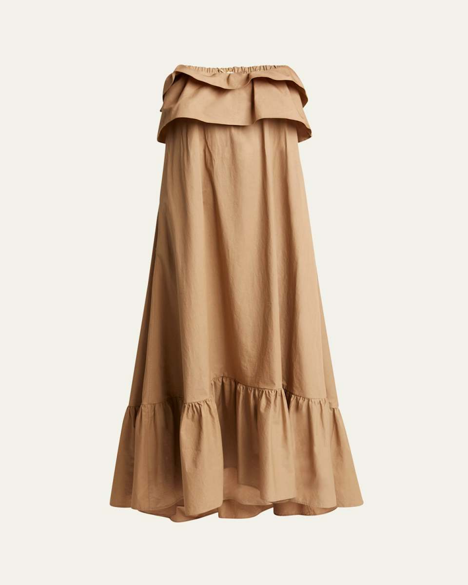 Long Strapless Ruffled Dress